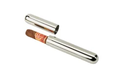 Stainless Steel Cigar Tube with Black Pouch