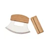 Stainless Steel Ulu Knife with Wood Handle & Stand
