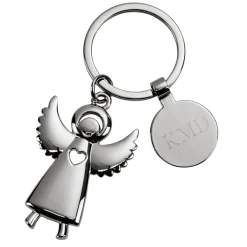 Standing Angel Keychain with Engraving Tag, 3.5"