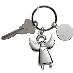 Standing Angel Keychain with Engraving Tag, 3.5"