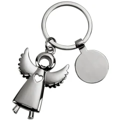 Standing Angel Keychain with Engraving Tag, 3.5"