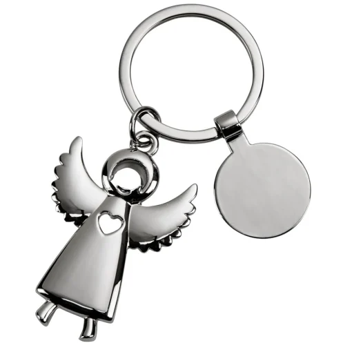 Standing Angel Keychain with Engraving Tag, 3.5"