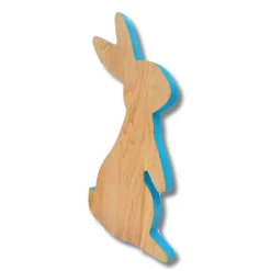 Standing Wood Bunny Board with Blue Milk Paint Outline