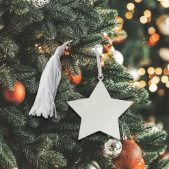Star Ornament With White Tassel, 4" X 4"
