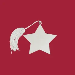 Star Ornament With White Tassel, 4" X 4"