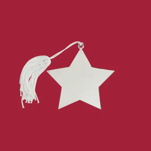 Star Ornament With White Tassel, 4" X 4"