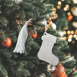 Stocking Ornament w/White Tassel