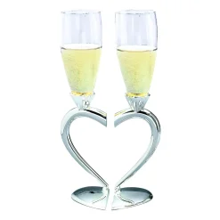 Toasting Goblets With Heart Shaped Separating Base & Stem