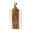 White Marble and Acacia Wood Center Handled Board