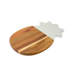White Marble and Acacia Wood Pineapple Board