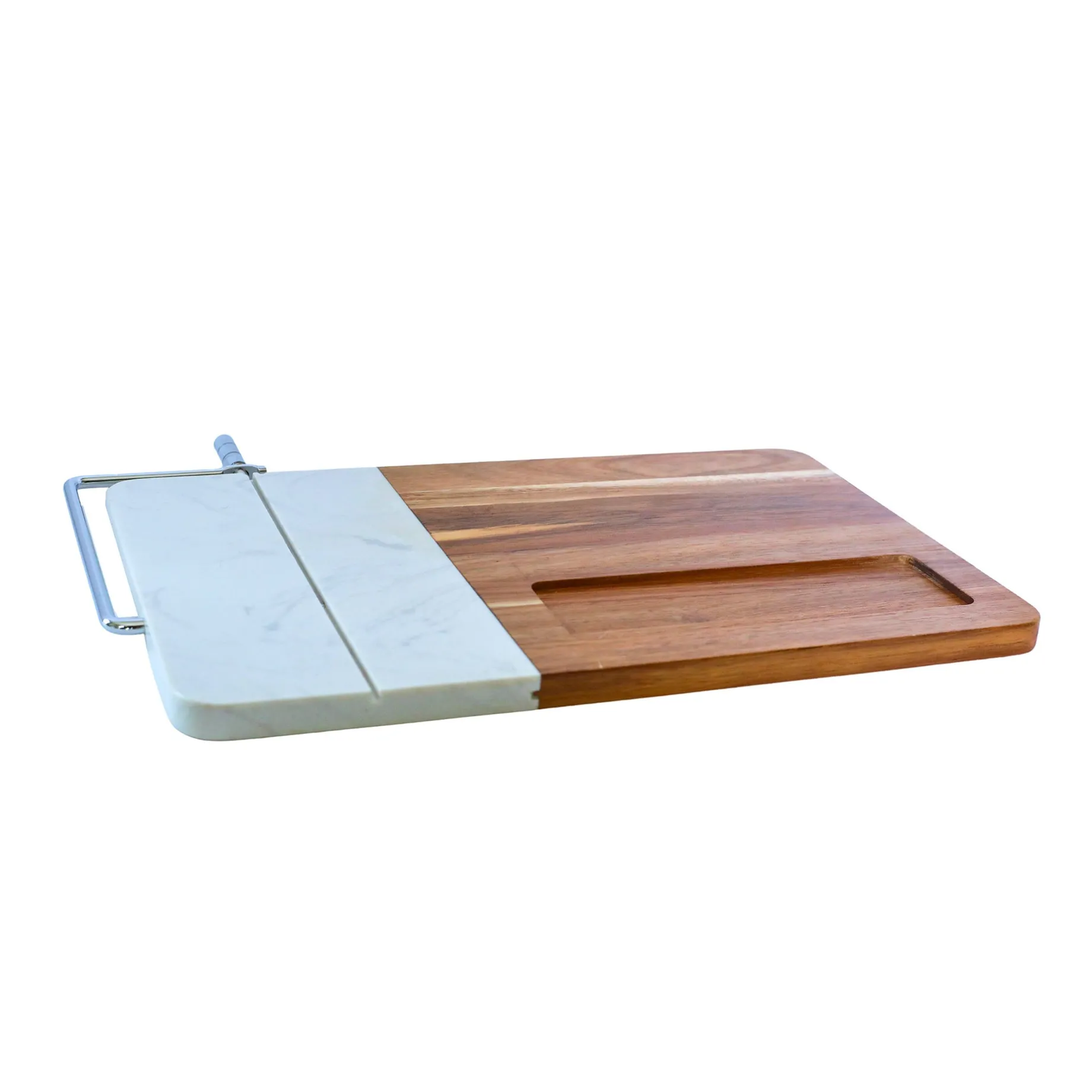 White Marble and Acacia Wood Board with Slicer