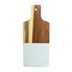 White Marble and Acacia Wood Handled Board