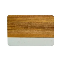 White Marble and Acacia Wood Rectangle Board