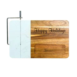 White Marble and Acacia Wood Board with Slicer