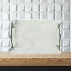 White Marble Board with Silver Branch Handles