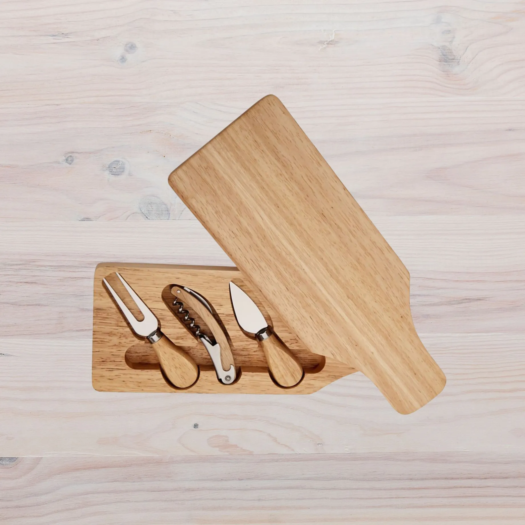 Wine Bottle-Shaped Cheese Board & Tool Set