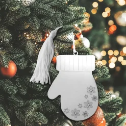 Winter Mitten Ornament with White Tassel