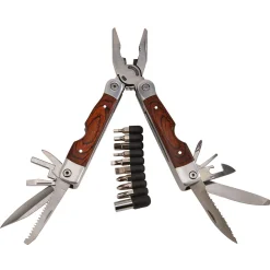 Wood Handle Stainless Steel Multi Function Tool W/bits, 7" L