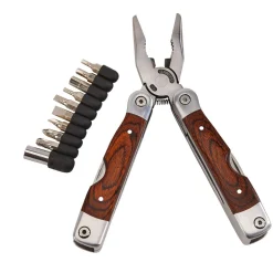 Wood Handle Stainless Steel Multi Function Tool W/bits, 7" L