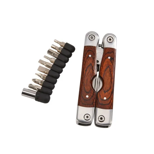 Wood Handle Stainless Steel Multi Function Tool W/bits, 7" L