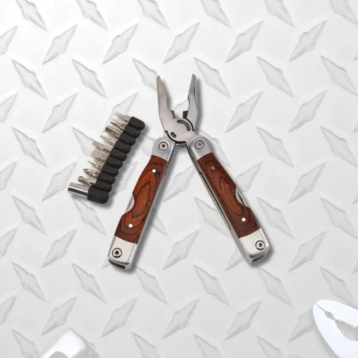 Wood Handle Stainless Steel Multi Function Tool W/bits, 7" L